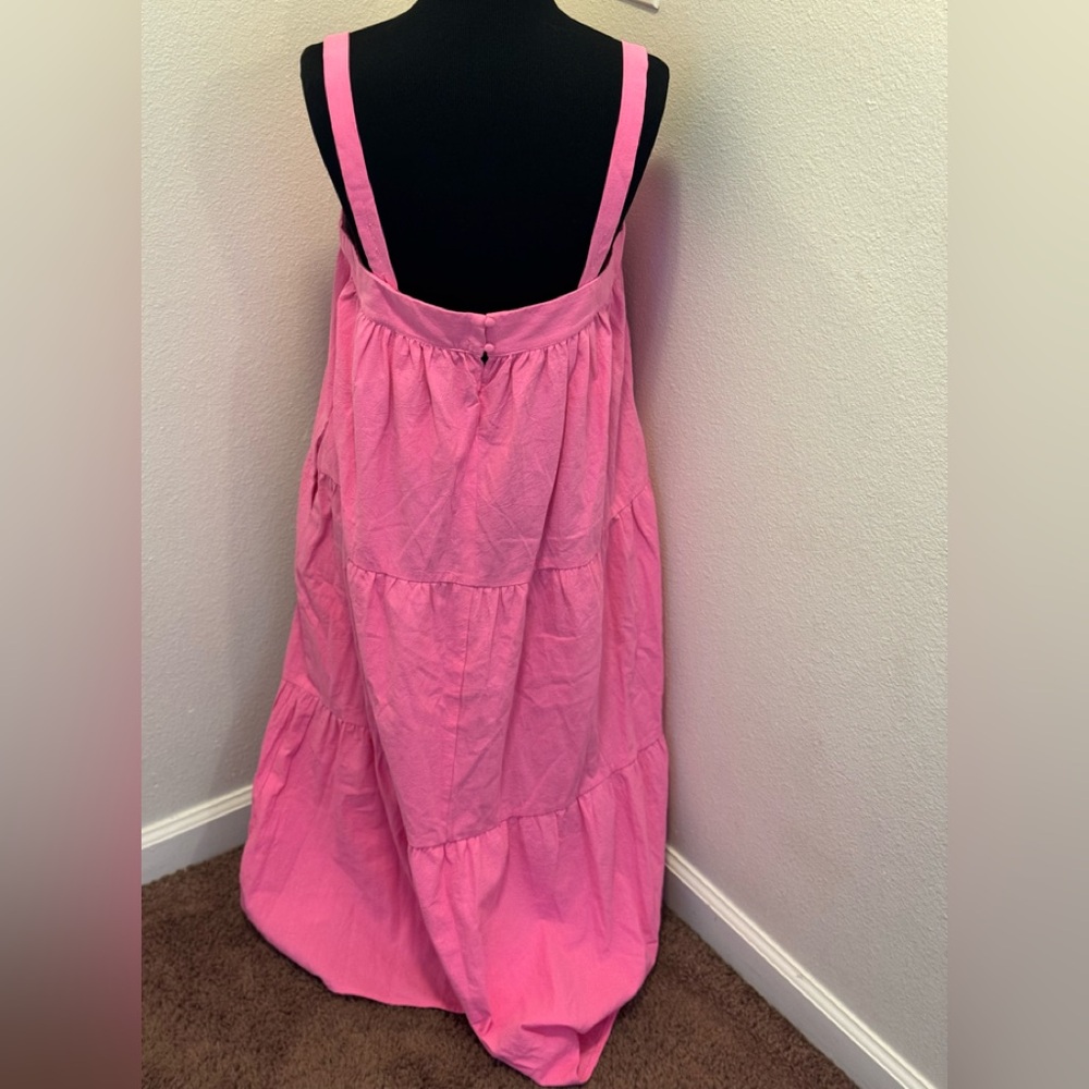 La February Boutique Belen Midi Pink Dress Cotton Poplin Sleeveless M NEW $69 - Picture 3 of 10